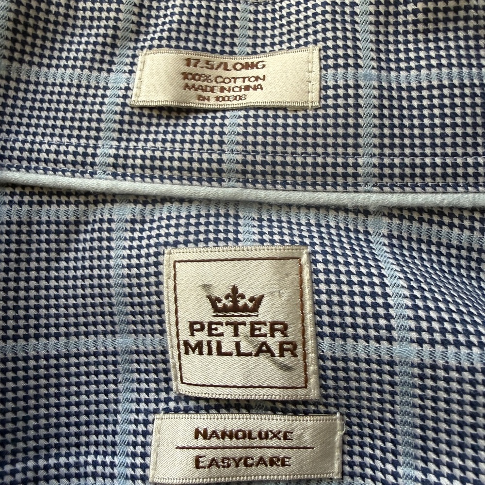 Peter Millar Gray Checkered Button Down Shirt - image 4